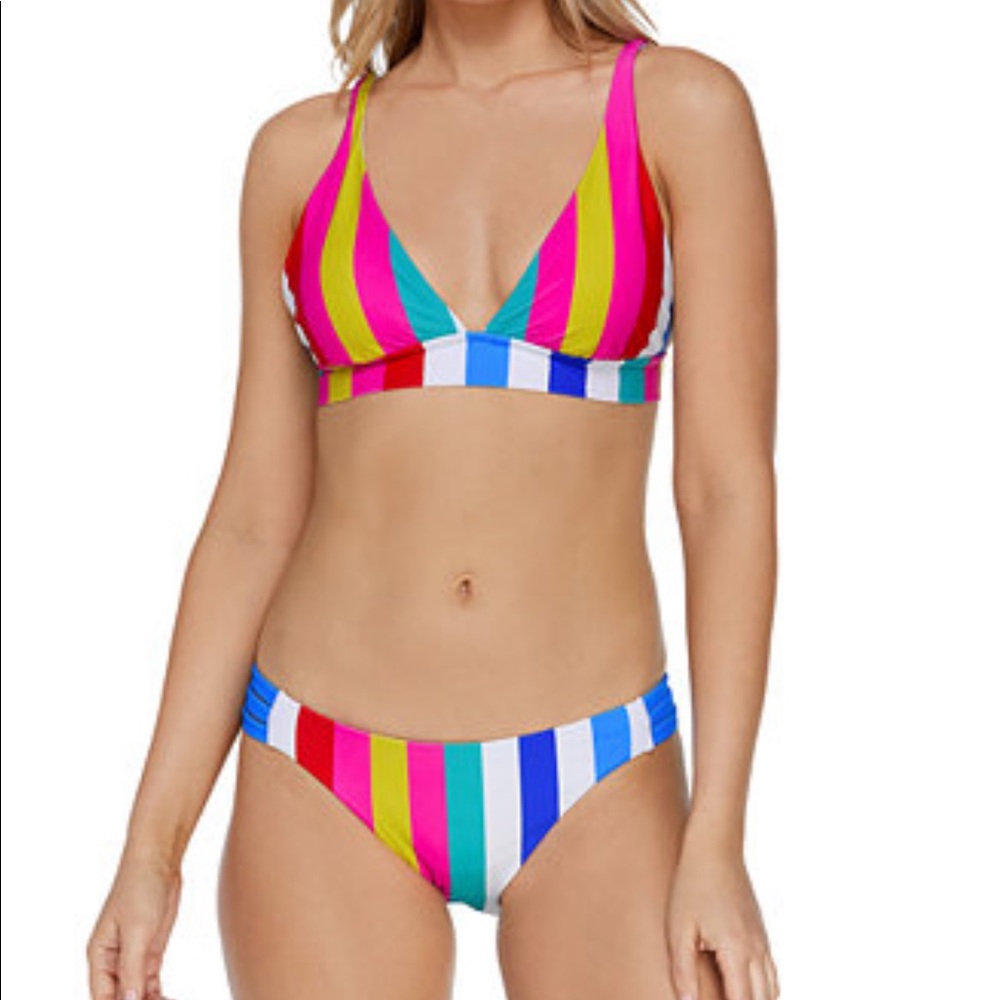 New Raisins Coast to Coast Miami Striped Bikini Sz Lg